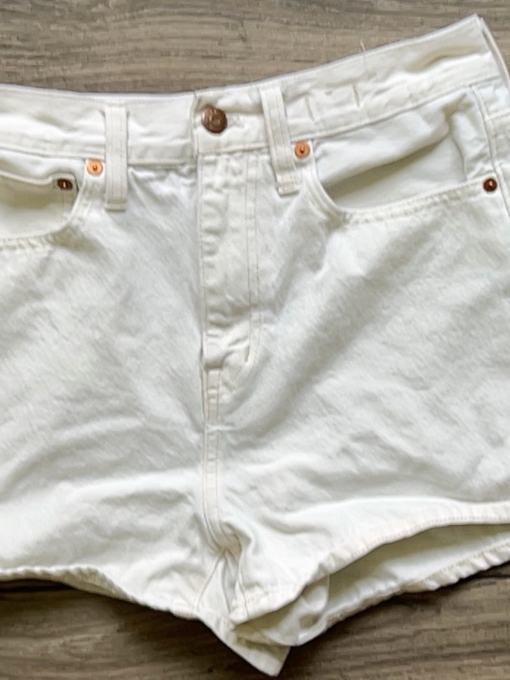 Madewell White High-Rise Denim Shorts